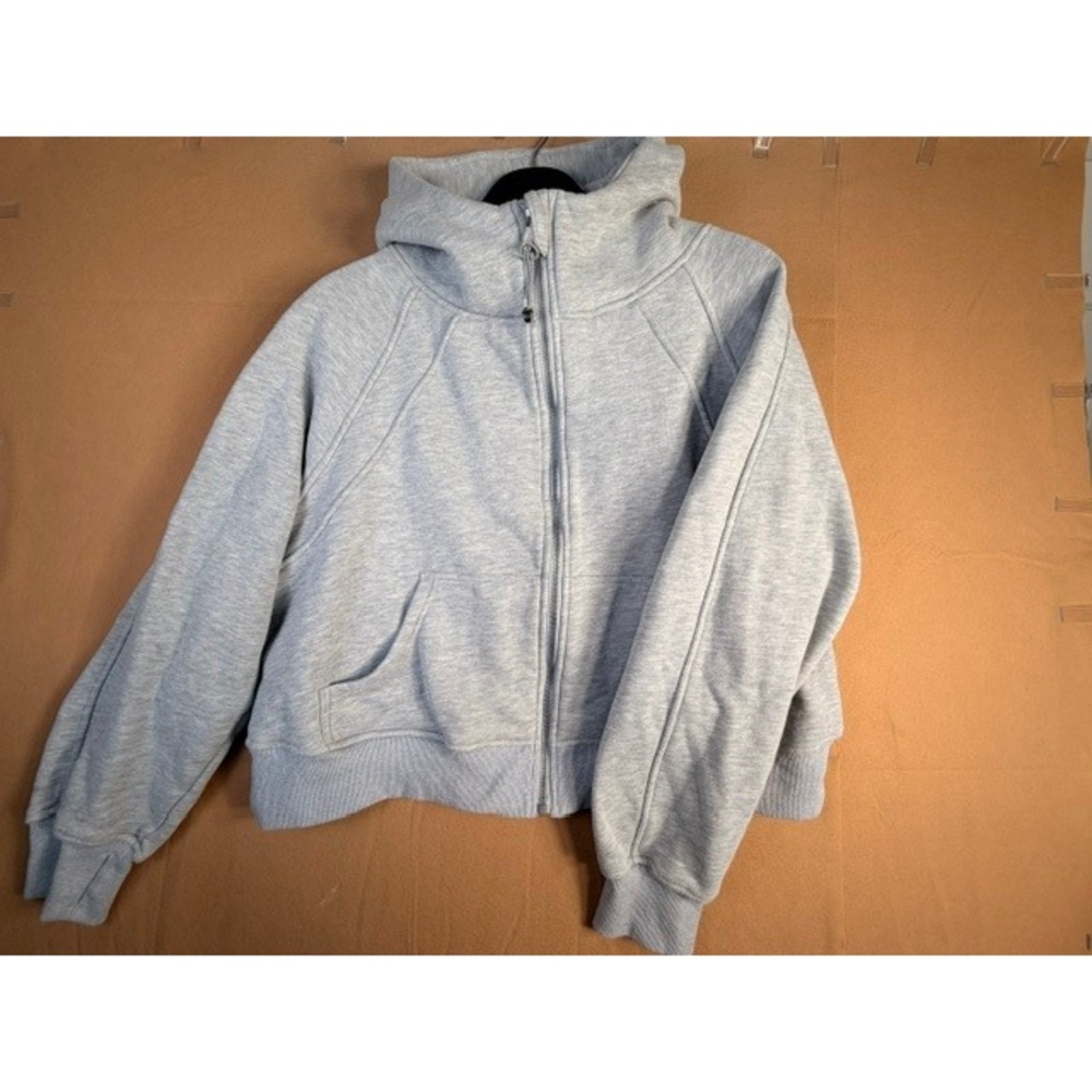 Trendy Queen Gray Cropped Zip Up Hoodie XL Thumbholes Fleece Oversized